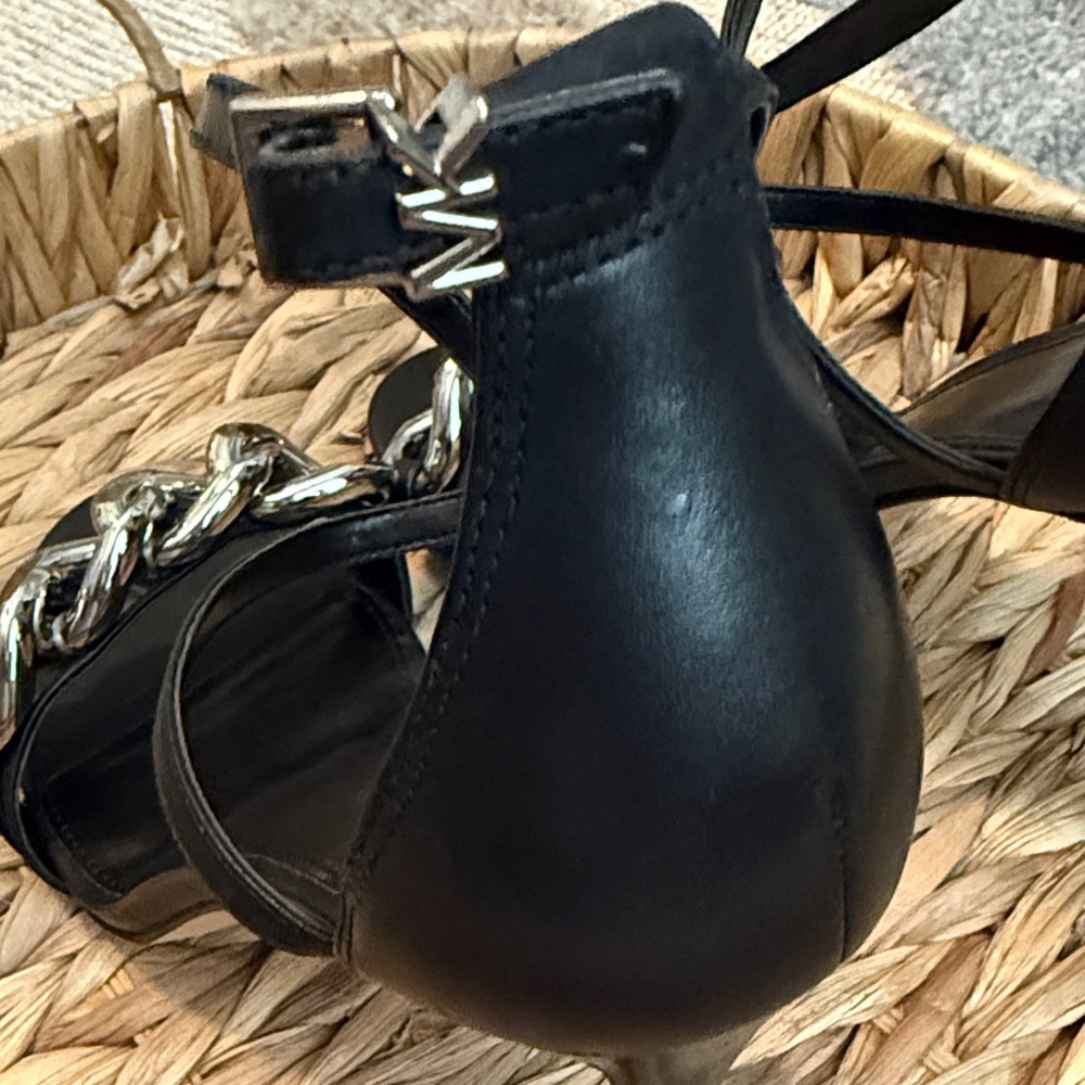 Michael Kors Black Heels with Silver Chain Detail - Picture 4 of 7